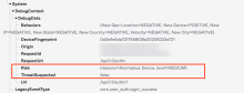 Risk evaluation in the System Log under DebugData.