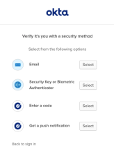 Okta security methods for signing in to resources