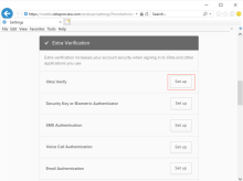 Okta Verify Set up button in the list of available verification methods