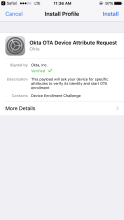 Okta OTA Device Attribute Request installation page.