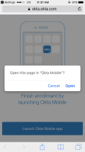 Prompt to open Okta Mobile.