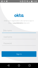 Okta sign-in screen.