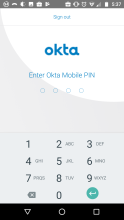 Okta PIN setting page.