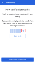 How to reveal the authentication code during Okta FastPass enablement