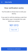 Authentication code during Okta FastPass enablement