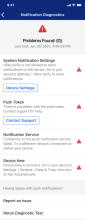 Errors reported by the Notification Diagnostics tool in Okta Verify
