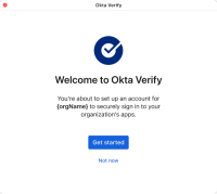 The image shows the Welcome to Okta Verify screen for macOS.