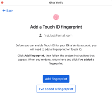 Okta Verify prompt to add a fingerprint for Touch ID