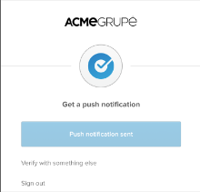 Sign-in message confirming that the push notification was sent