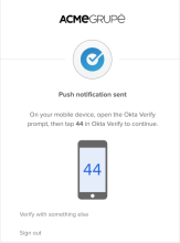 Sign-in message for push notification with a number challenge