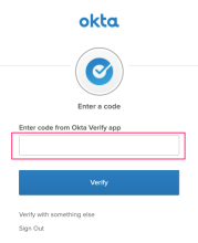 Authentication with a code generated by Okta Verify 