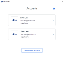 New account in Okta Verify for Windows