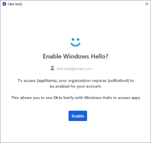 Enabling Windows Hello in Okta Verify for Windows