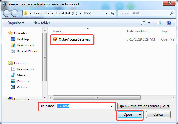 Select Okta Access Gateway OVA