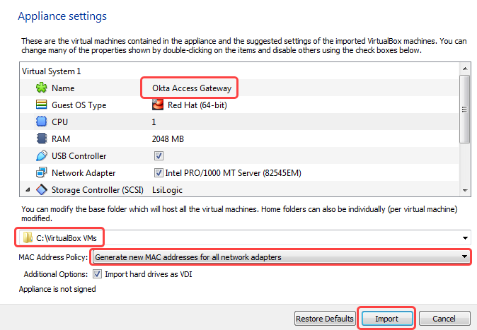 Specify VM name, and other VM details