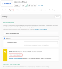 For SAML sign on method, select View Setup Instructions