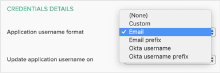 select Application Username Format