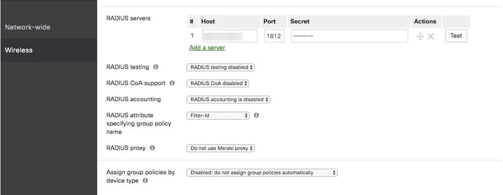 Cisco Meraki application settings