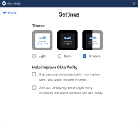 Okta Verify for Windows settings