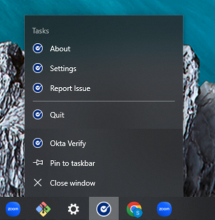 Okta Verify tasks in the taskbar